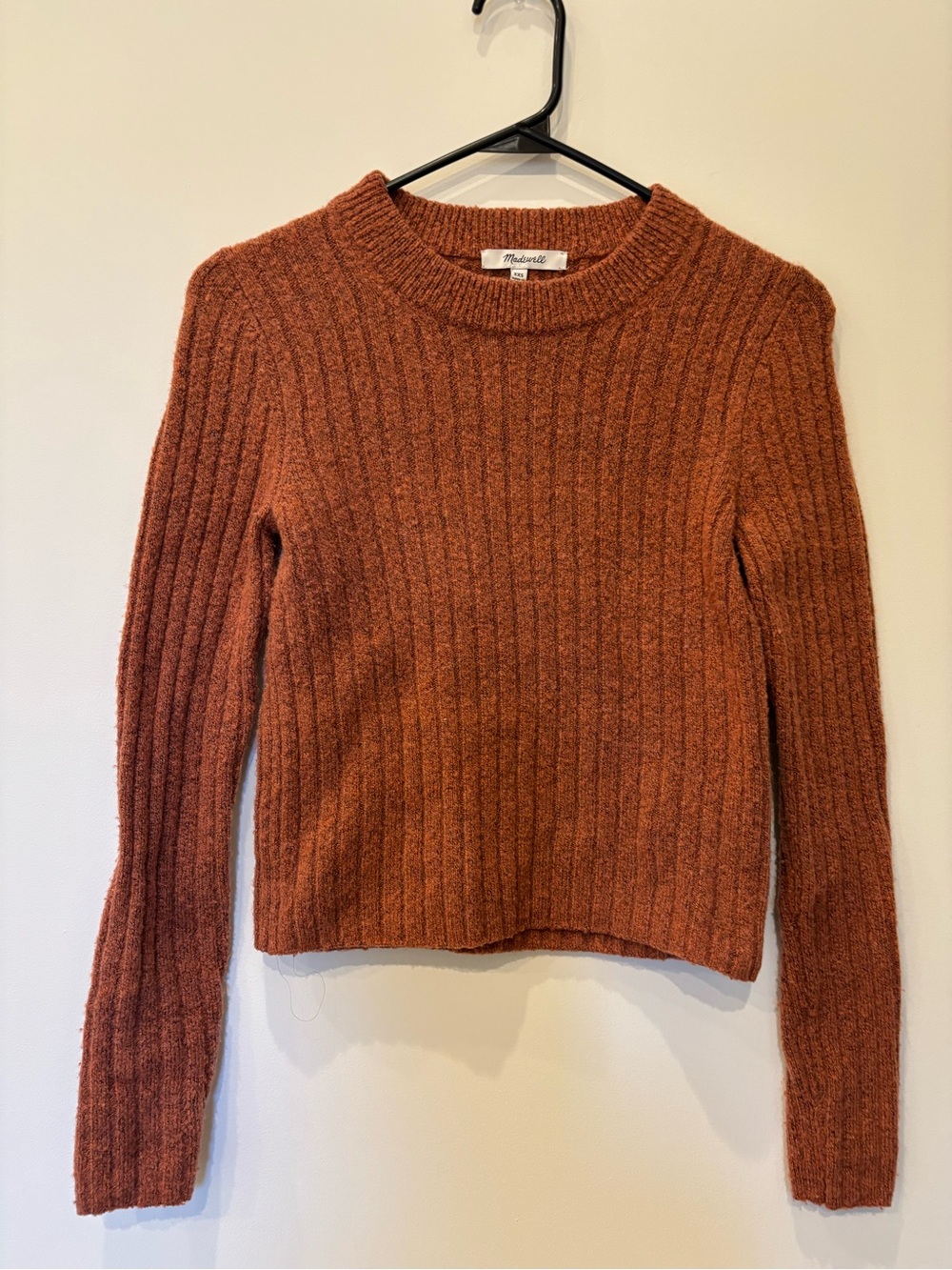 Madewell Ribbed Crewneck Sweater in Rust Orange